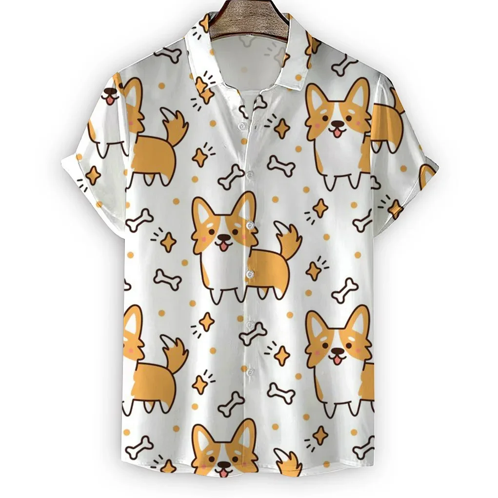 Hot Selling Cartoon Dog Pattern Printed Shirt with Fashionable Design for Men's and Women's Short Sleeved Shirts