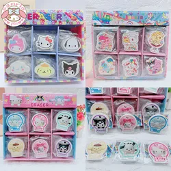 Sanrio Cute Eraser 30pcs Wholesale Hello Kitty Kuromi Cinnamoroll Erasers Kawaii Stationery Students Primary School Prize Gifts