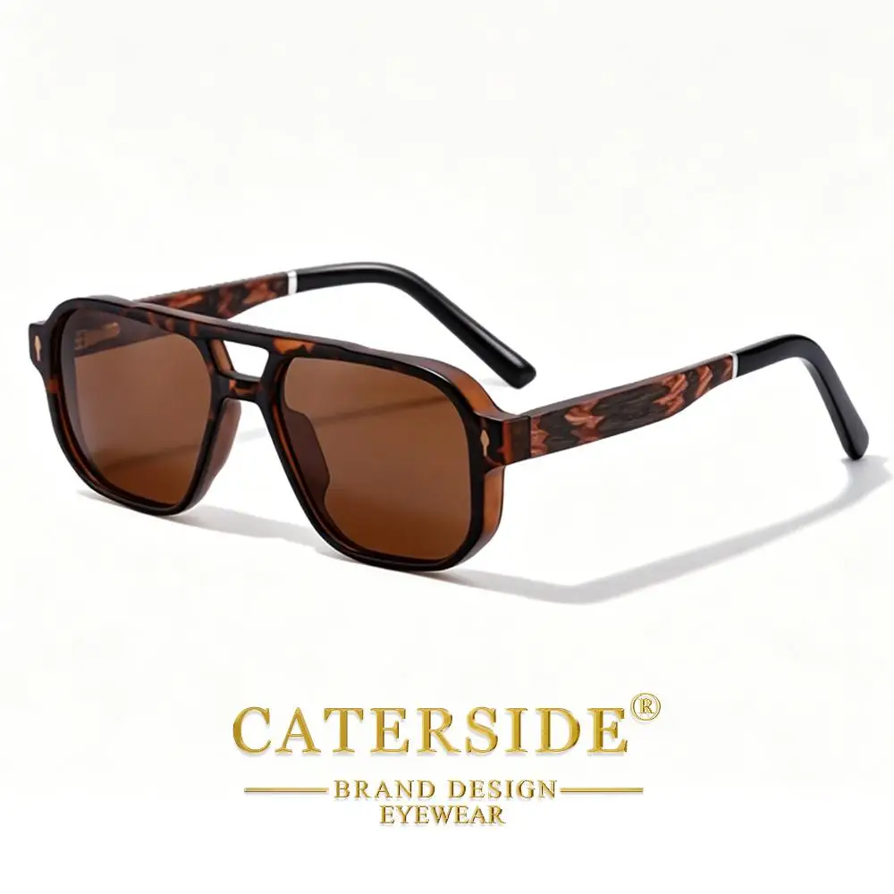 CATERSIDE Retro Herren Polarisierte Sonnenbrille mit Naturholzstangen, Piloten-Sonnenbrille für Damen, Outdoor-Reise-Fahrbrille UV400 – Detail 17