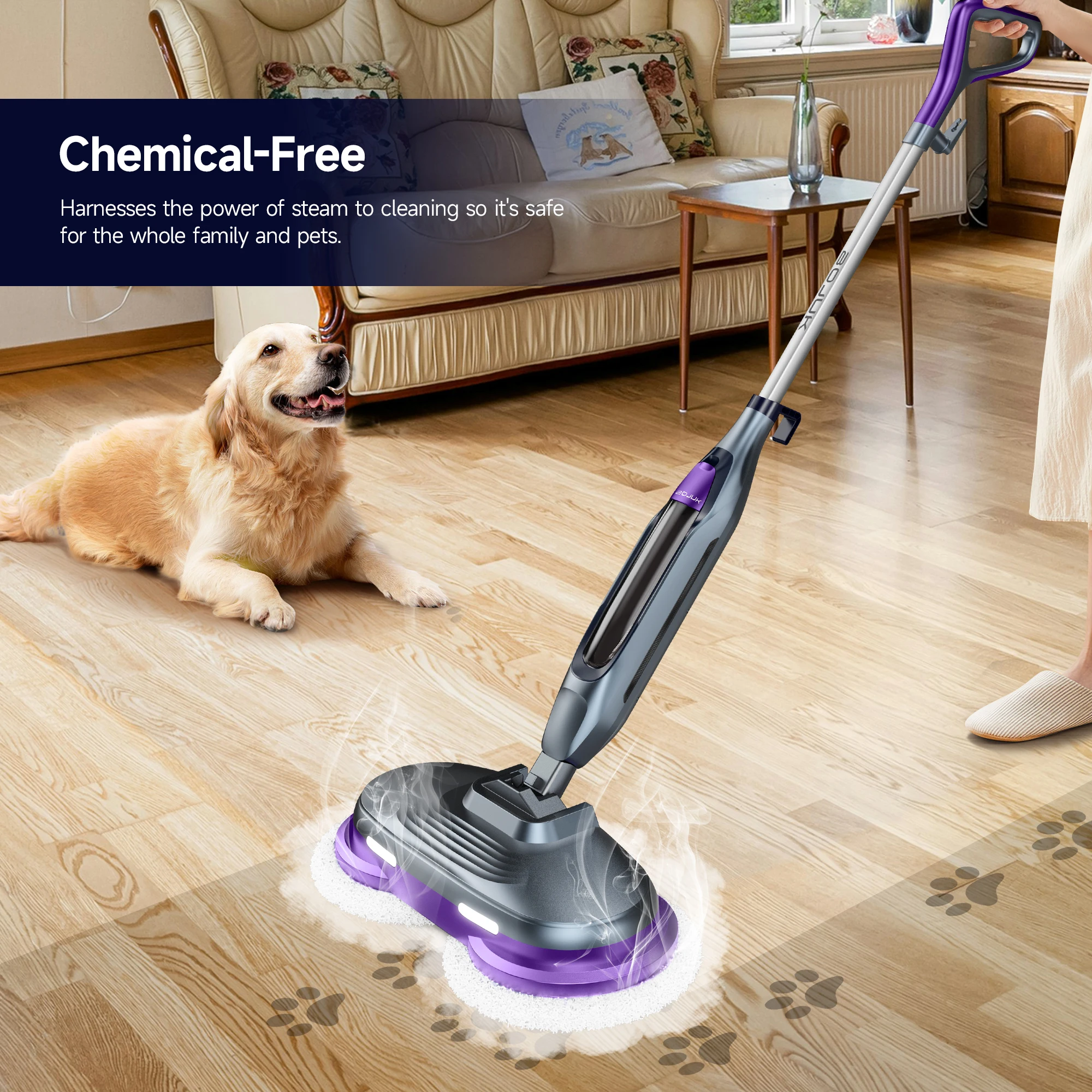 ممسحة بخار كهربائية 3 في 1 2025 - منظف أرضيات رطبة/جافة مع وظيفة بخار ومكنسة كهربائية عالية الحرارة