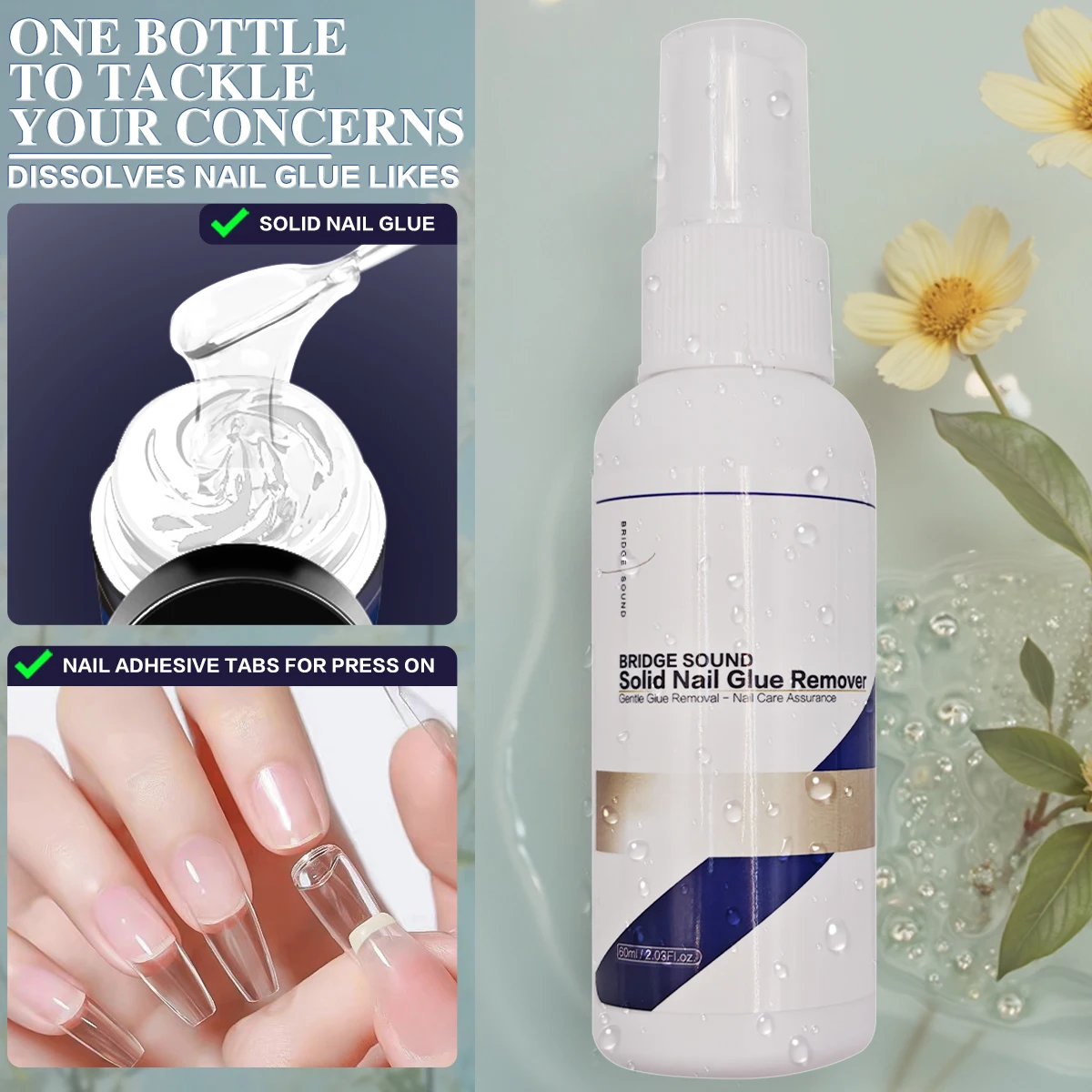 2fl. Dissolvant de colle solide pour ongles, facile à enlever sur les faux ongles, formule améliorée, douce, retrait rapide des années 15, oz