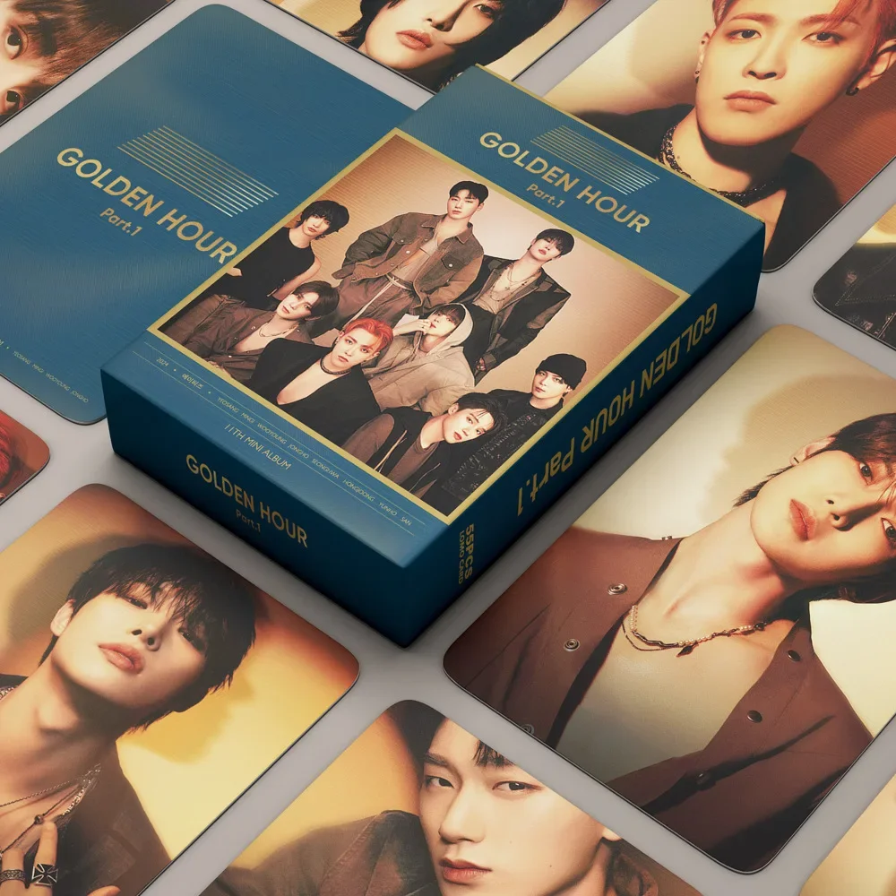 55pcs/set Kpop ATEEZ  Lomo Cards GOLDEN HOUR Part 1 Kpop Group Photocards Photo Print Card High Quality