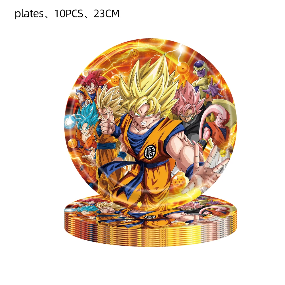 Goku Dragon Ball Party-Zubehör Geburtstagsdekoration Tischgeschirr Pappbecher Teller Servietten Tischdecke Luftballons Tortendekoration – Detail 4