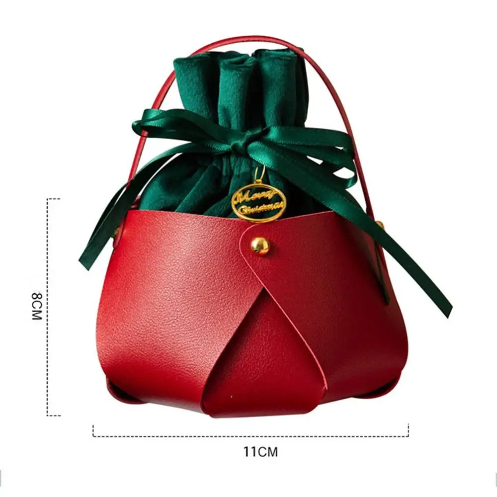 Ornament Christmas Decoration PU Gift Handbag For Children Kids Candy Bag Christmas Present Bag Material Package Gift Pouch