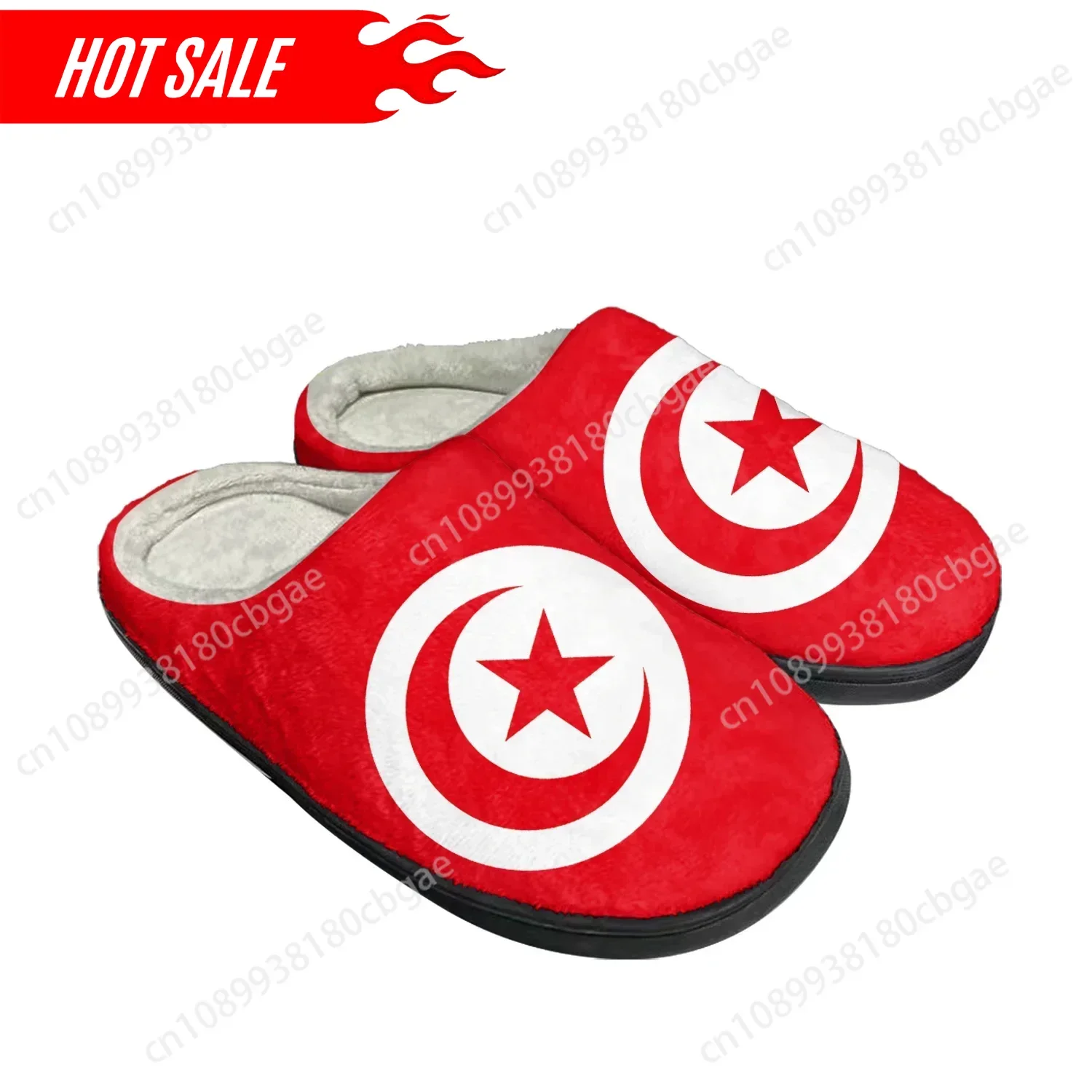 Tunisian Flag Home Cotton Custom Slippers Men Women Sandals Tunisia Plush Bedroom Fashion Casual Keep Warm Shoes Thermal Slipper