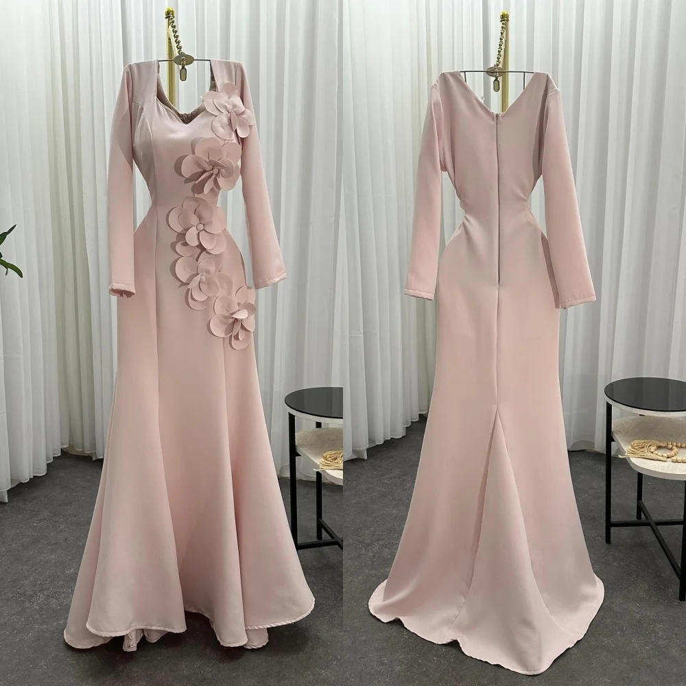 

Индивидуальные джерси с аппликацией и цветами, длинные платья русалки для выпускного вечера, на заказ, элегантные вечерние, свадебные, для гостей, доступны размеры