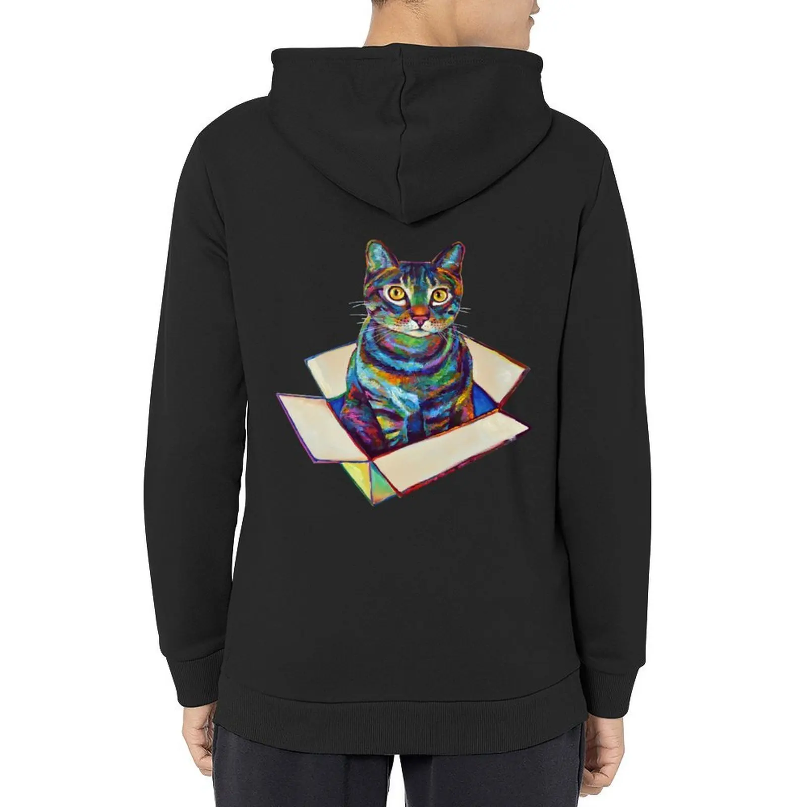 Arwen the Cosmic Cat in a Box by Robert Phelps Hoodie men wear blouse autumn clothes new in hoodies