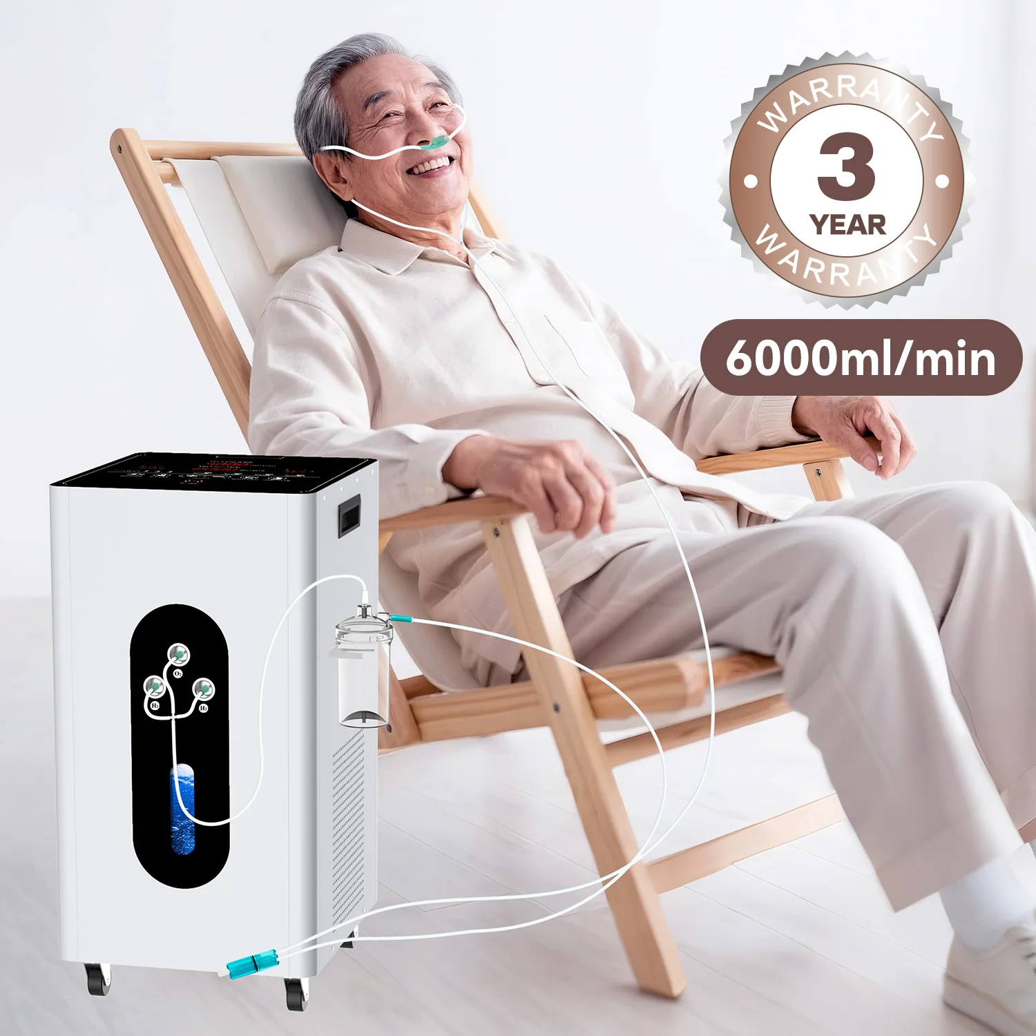 آلة استنشاق الهيدروجين والأكسجين سعة 6000 مل من Suyzeko: جهاز علاج الاستنشاق الجزيئي H2، مكثف O2 ومولد مياه H2 #1