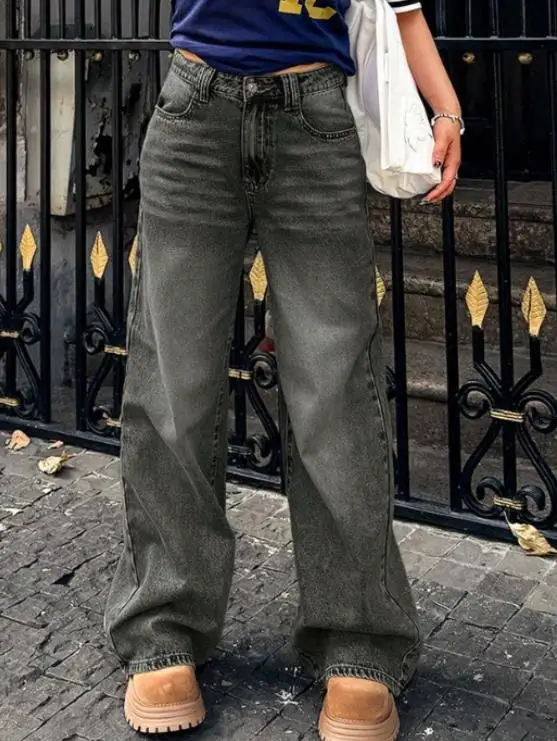 

High Street Trendy Brand Wide Leg Jeans for Women, Loose and Slim, Personalized and Versatile Pants
