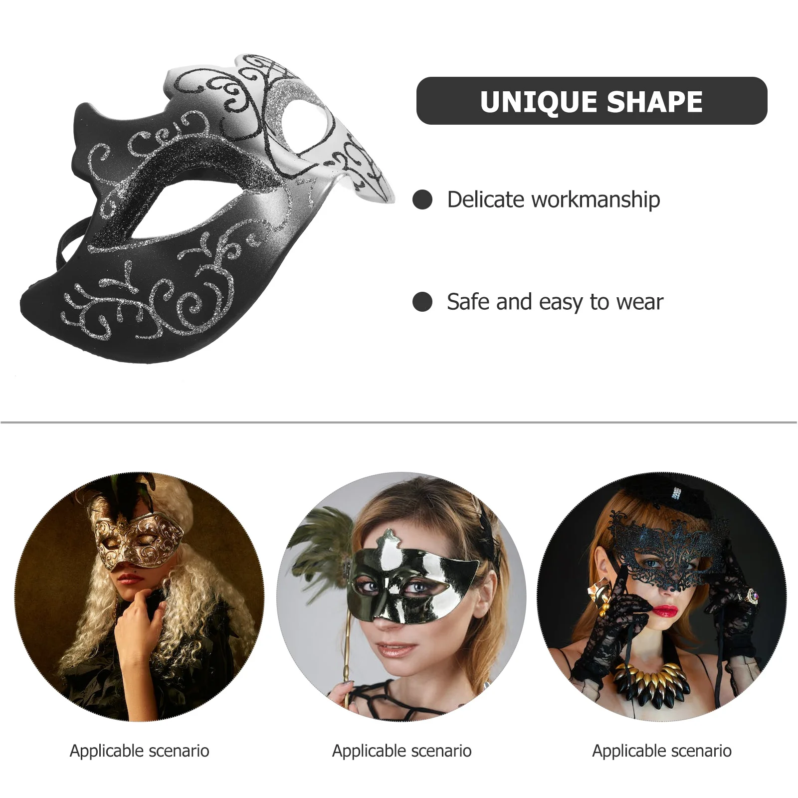 

Half Face Painted Flame Mask Black Gold Masquerade Party Costume Prop Vintage Carnival Halloween Women Accessories