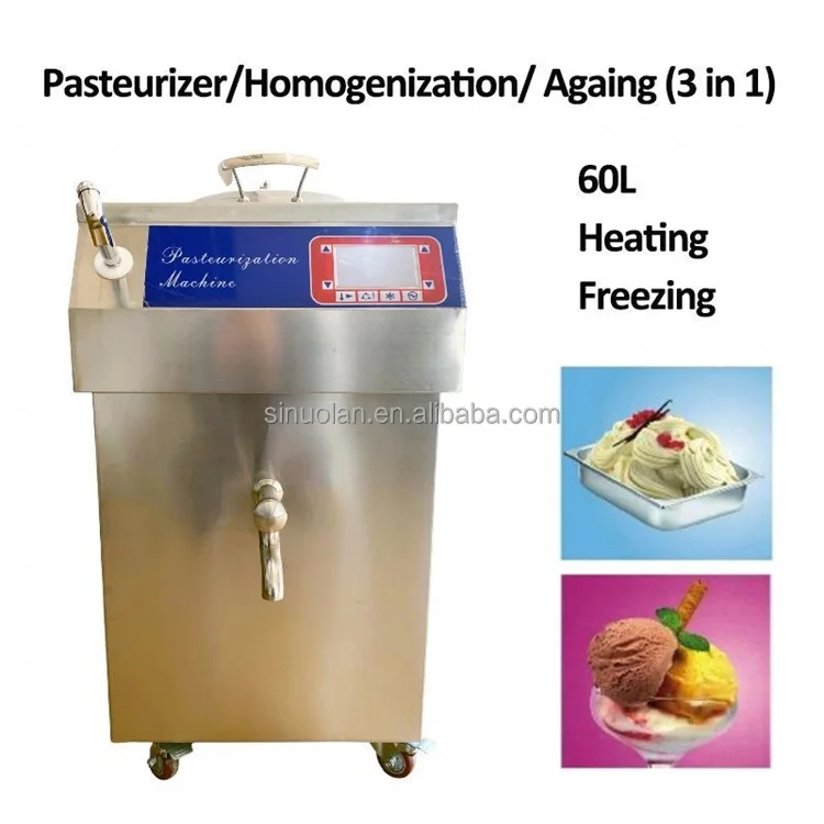 CE Cream Gelato Batch Freezer Sterilizzazione60L Piccolo 3 in 1 Pasteurizzazione Mini Pasteurizzatore e Omogeneizzatore per Macchina per il Latte I