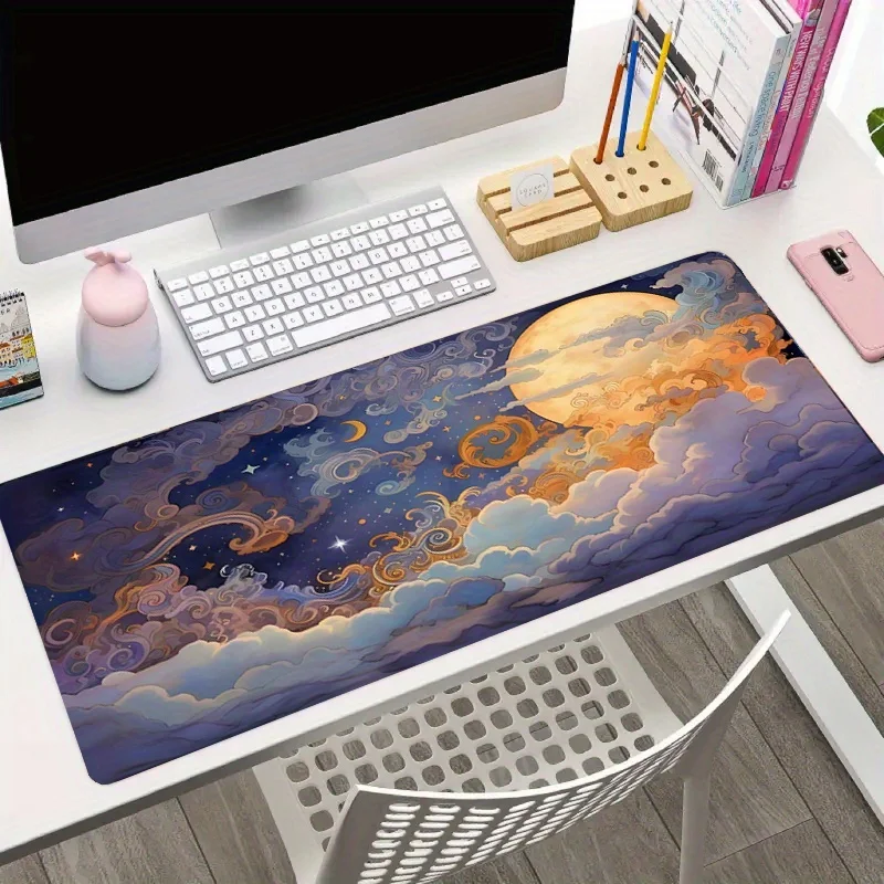 Starry Night Aesthetic Large Gaming Mouse Pad Office Desk Mat Computer Keyboard Pad Non-slip Office Desk Room Decor Accessories