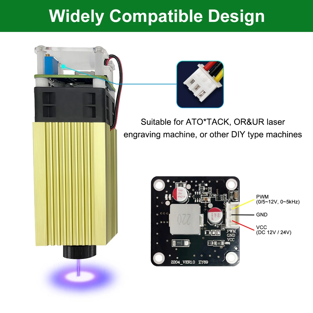 LASER TREE 4W 5W Laser Head 450nm Blue Laser TTL Module for CNC Laser Cutting Engraving Machine Wood Working Tools Accessories