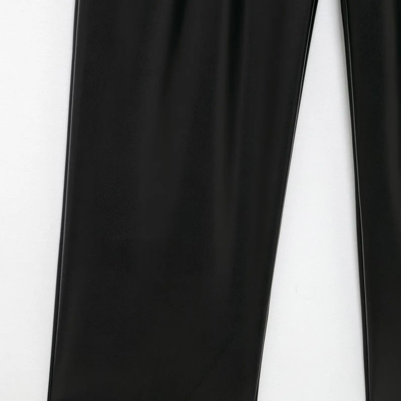 JNLEAOG Women's Pure PU Leather Pants Summer New Style Versatile Balloon Silhouette Straight Leg Casual Trousers