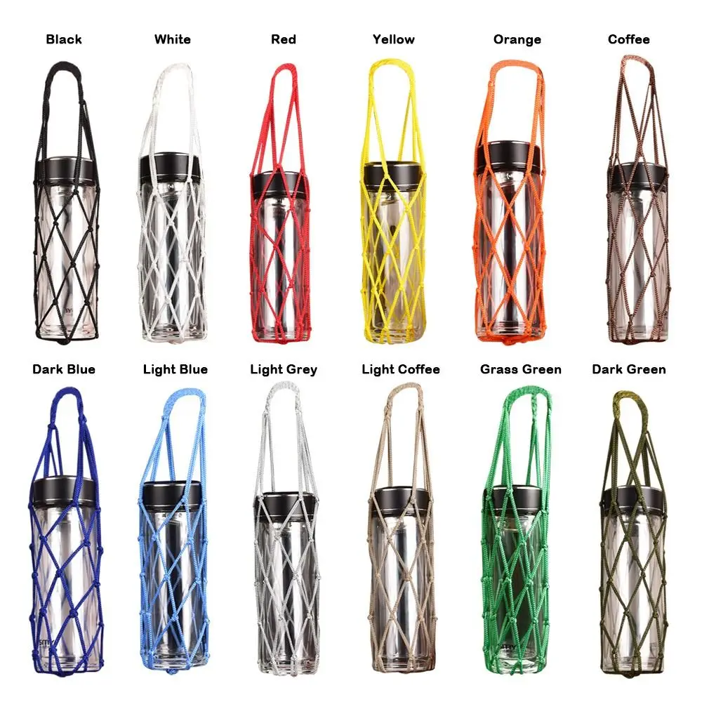 Hand Woven Water Cup Mesh Bag Manual Weave Water Bottle Cover Multiple Colors Nylon Material Cup Accessories Insulated Cup