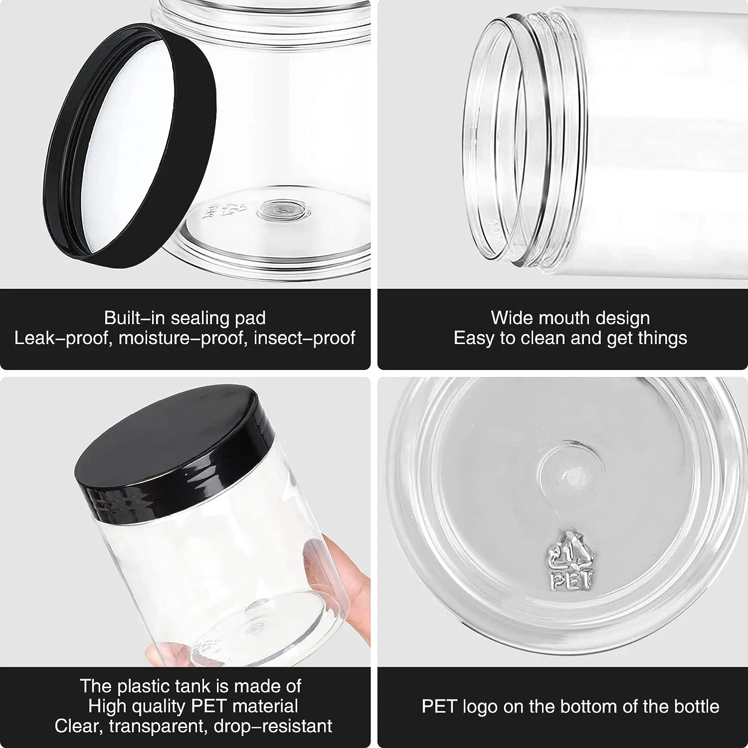 8oz Plastic Jars with Lids Travel Round Jars for Lotion, Cream, Cosmetics, Sugar Scrub, Body Butters,Makeup & Beauty Products