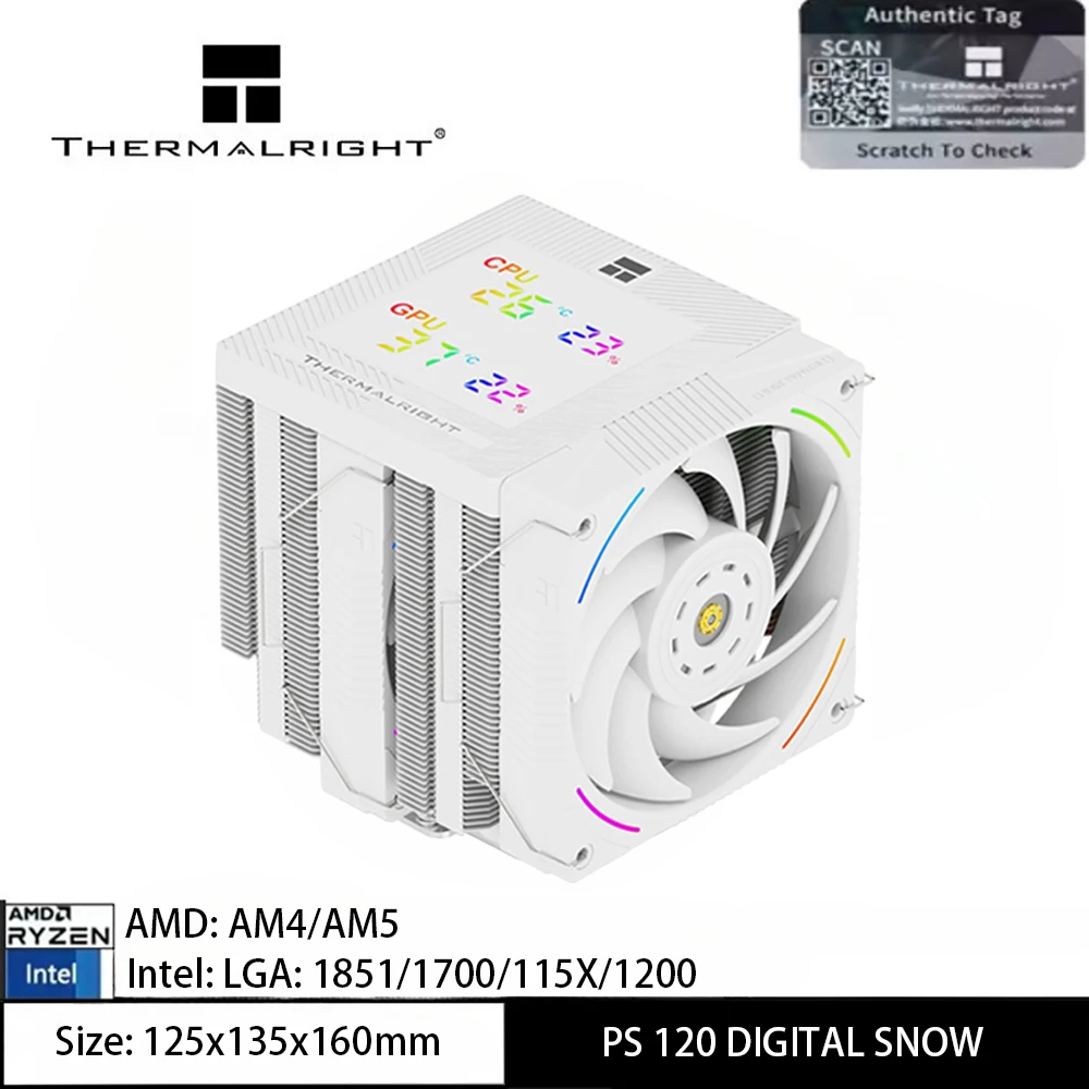 

Thermalright PS 120 DIGITAL SNOW Кулер для процессора ARGB PC Water Cooler с цифровым дисплеем для Intel LGA 1851/1700/115X/1200/AMD AM5/AM4