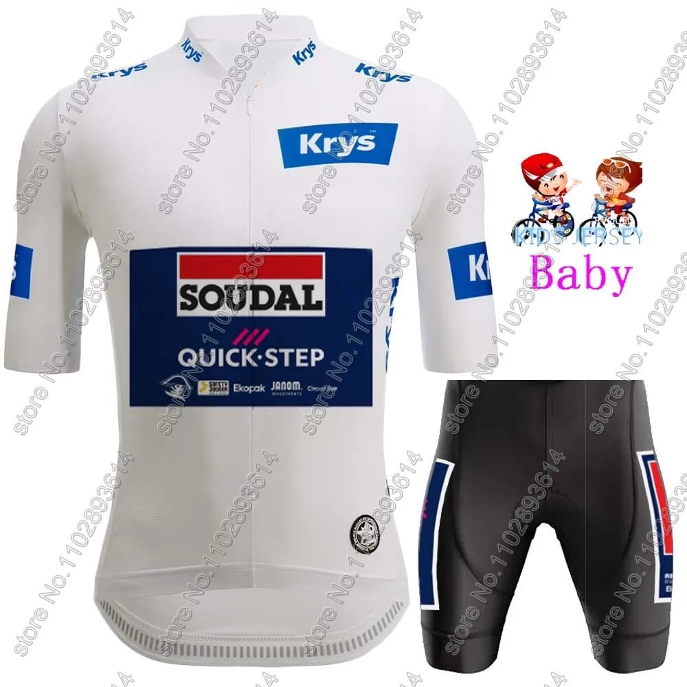 Kids 2024 Soudal Quick Step Team Belgium Cycling Jersey Set Boys Girls Yellow Cycling Clothing Children Bike Suit MTB Ropa