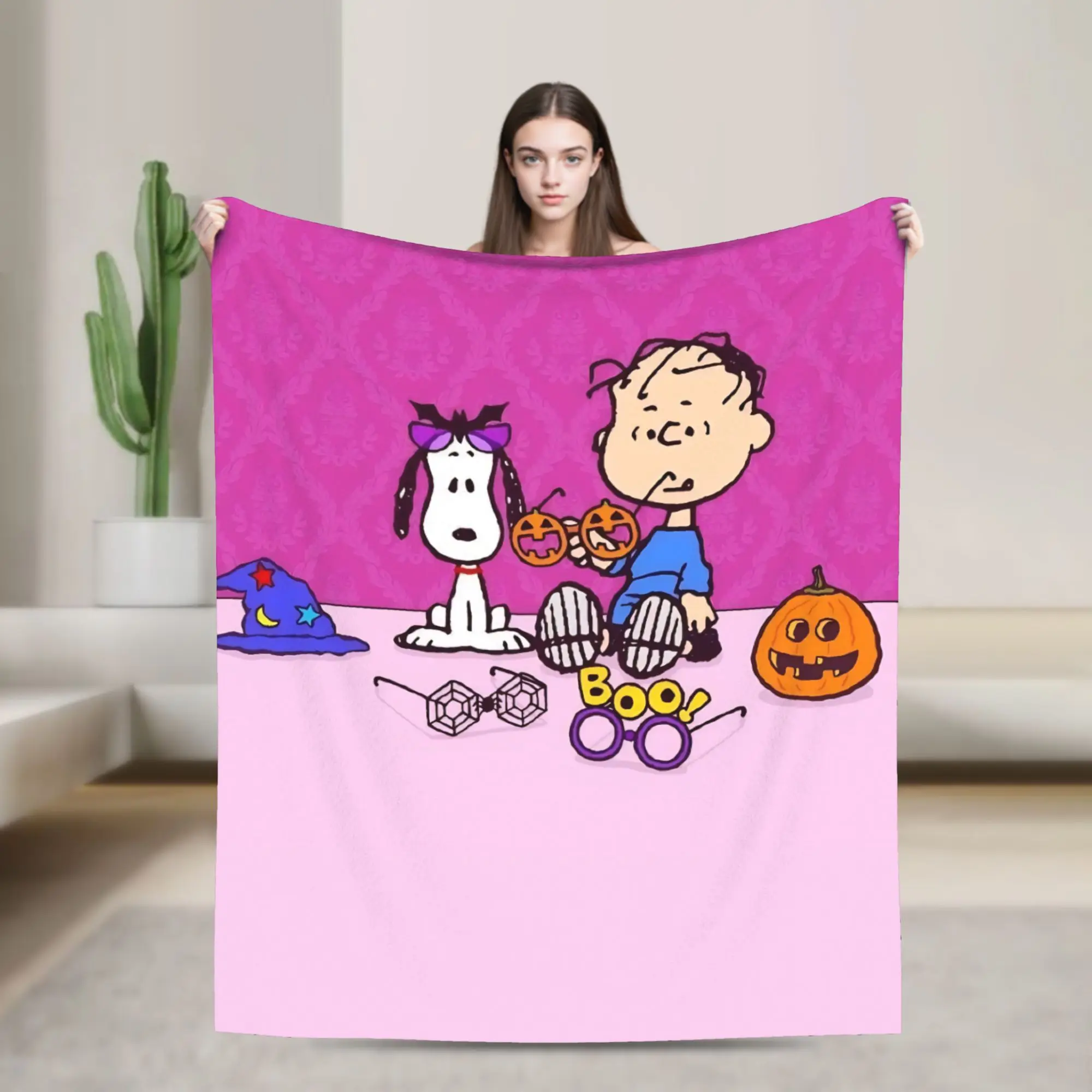 Halloween Snoopys Fleece Throw Blankets Pumpkin Blankets for Bed Couch Warm Quilt