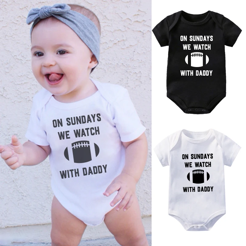 BABY ON SUNDAYS WE WATCH RUGBY WITH DADDY Romper newborn 2023 baby girl clothes Jumpsuit Toddler Infant Kids baby boys clothes