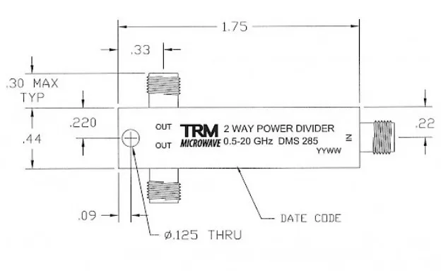 TRM Dms285 0.5-20ghz SMA RF Microwave One and Two Power Dividers