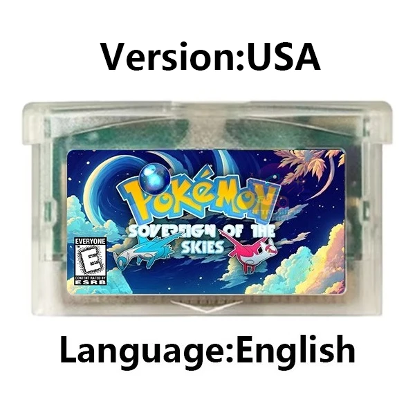 GBA Game Cartridge Pokemon Series Cawps Emerald Seaglass Rouge Opgeladen Geel Lunar Dark Violet Videogameconsolekaart