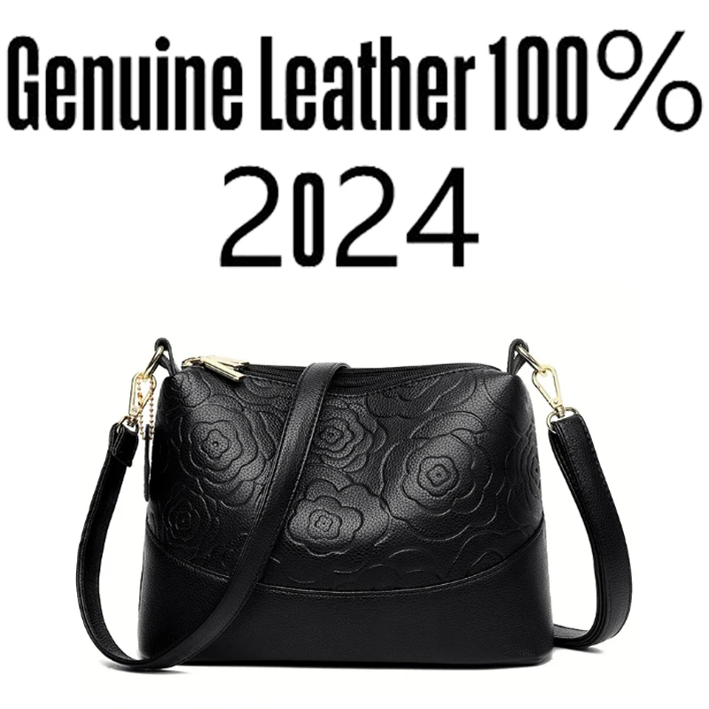 2024 New Genuine Leather Women\'s Handbag Large Capacity Soft Leather Women Tote Bags Fashionable Simple Female Crossbody Bolsas