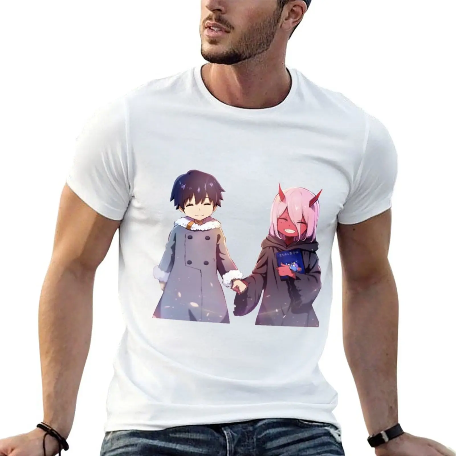 

Hiro and Zero Two | Darling in the Franxx T-Shirt man t shirt cotton high quality t shirt man plain T-Shirt