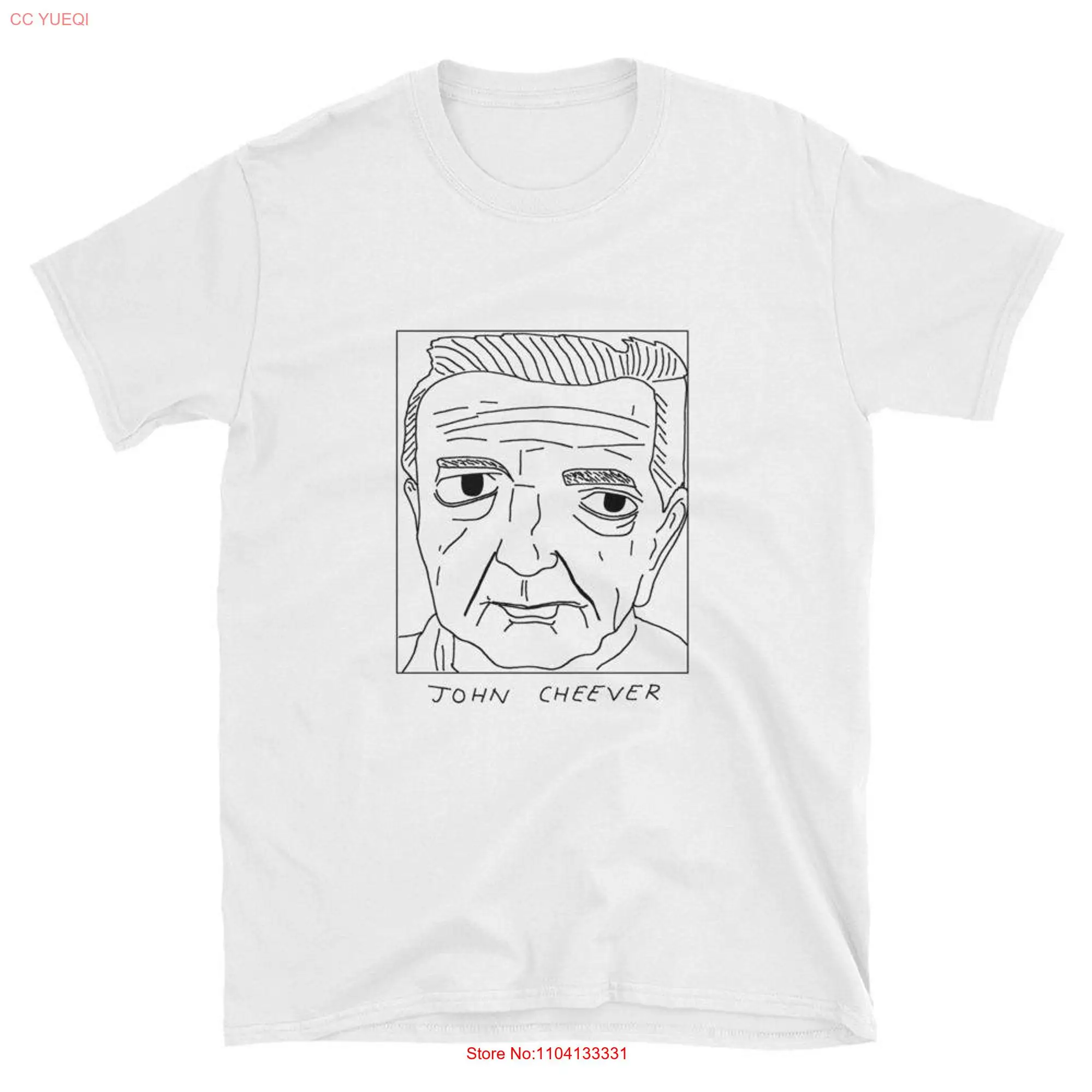 Badly Drawn Authors John Cheever T Shirt FREE Worldwide Delivery long or short sleeves