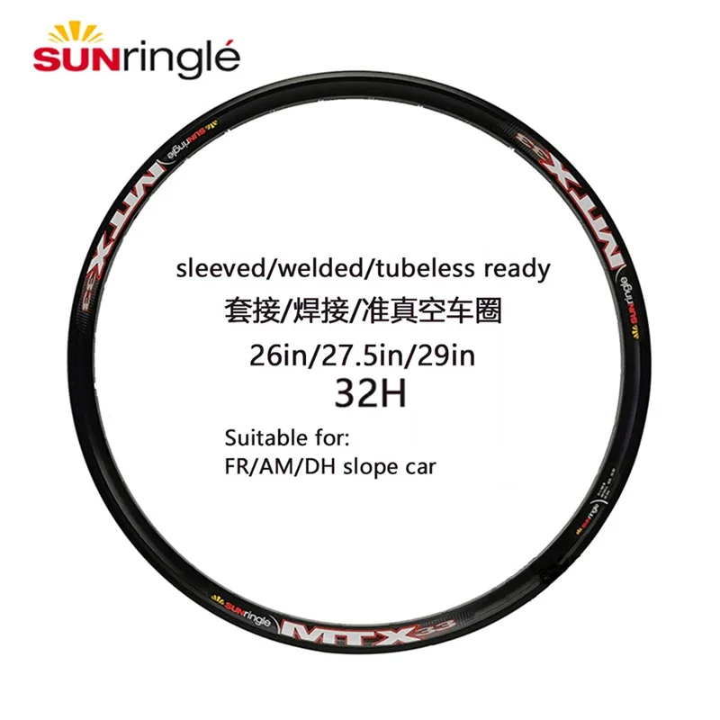 Sunringle Mountain Bike Circle MTX33 High Strength Rims 32H 26 27.5 29 inch MTB Della Bicicletta Rim TUBELESS READY Per DH FR AM