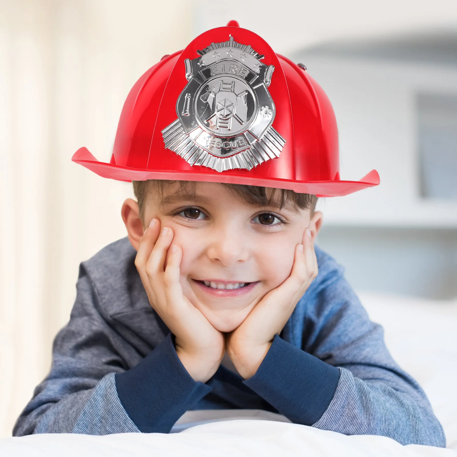 Children's Fire Hat Role Fireman for Kids Toddler Firefighter Party Cosplay Hats Plastic Props Boys Favors