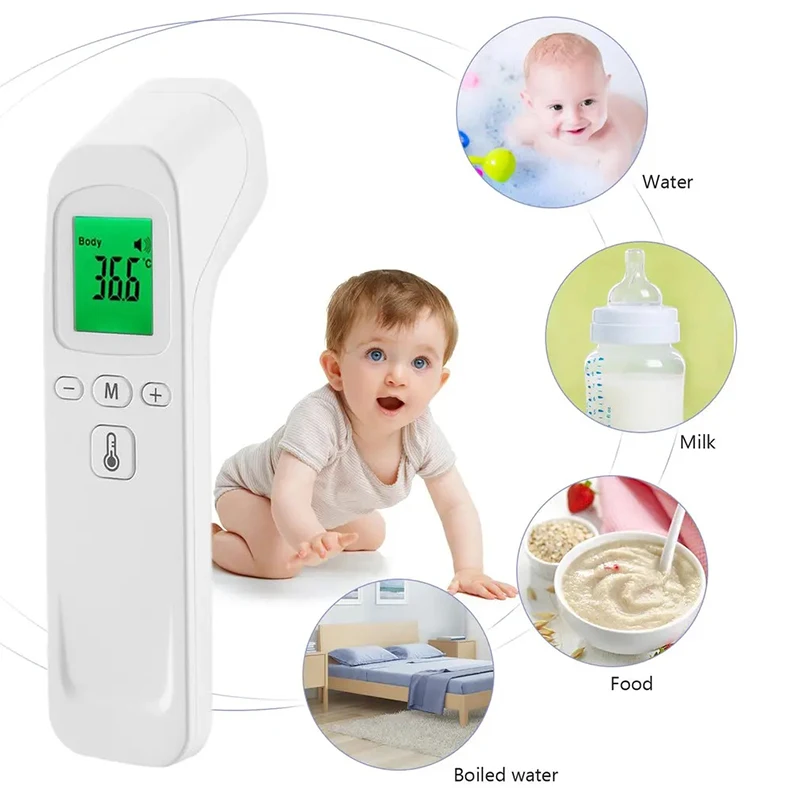 Multifunction Thermometer Backlit Display Forehead Thermometer Digital Display Infrared Alarm Human Body Thermometer/Oximeter