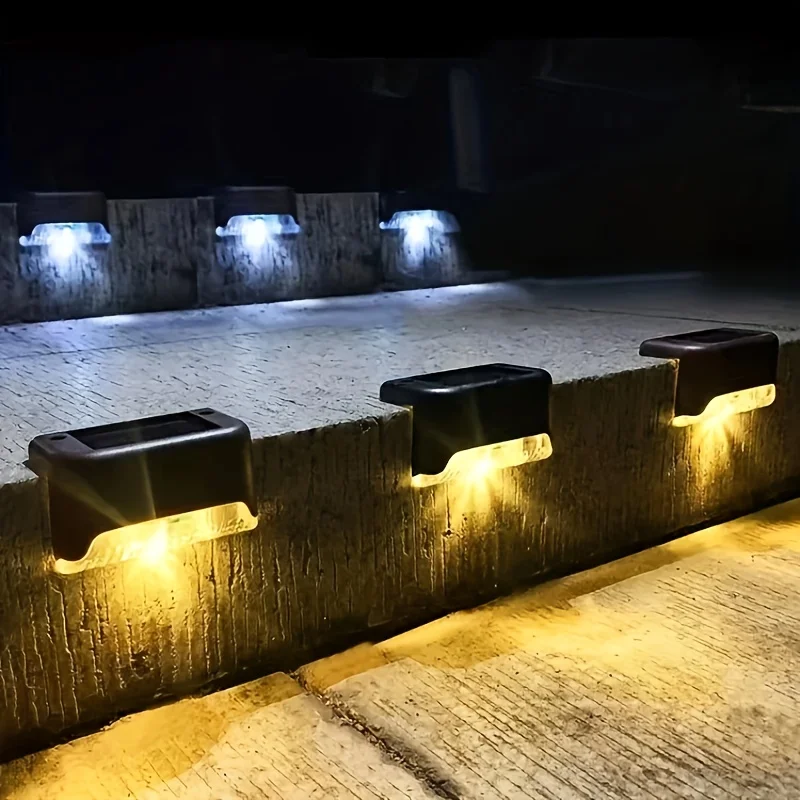 4pcs Solar LED Lights Outdoor Garden Light Deck Lamp Solar Stairs Light Waterproof Solar Step Lamp Patio Garden Decor