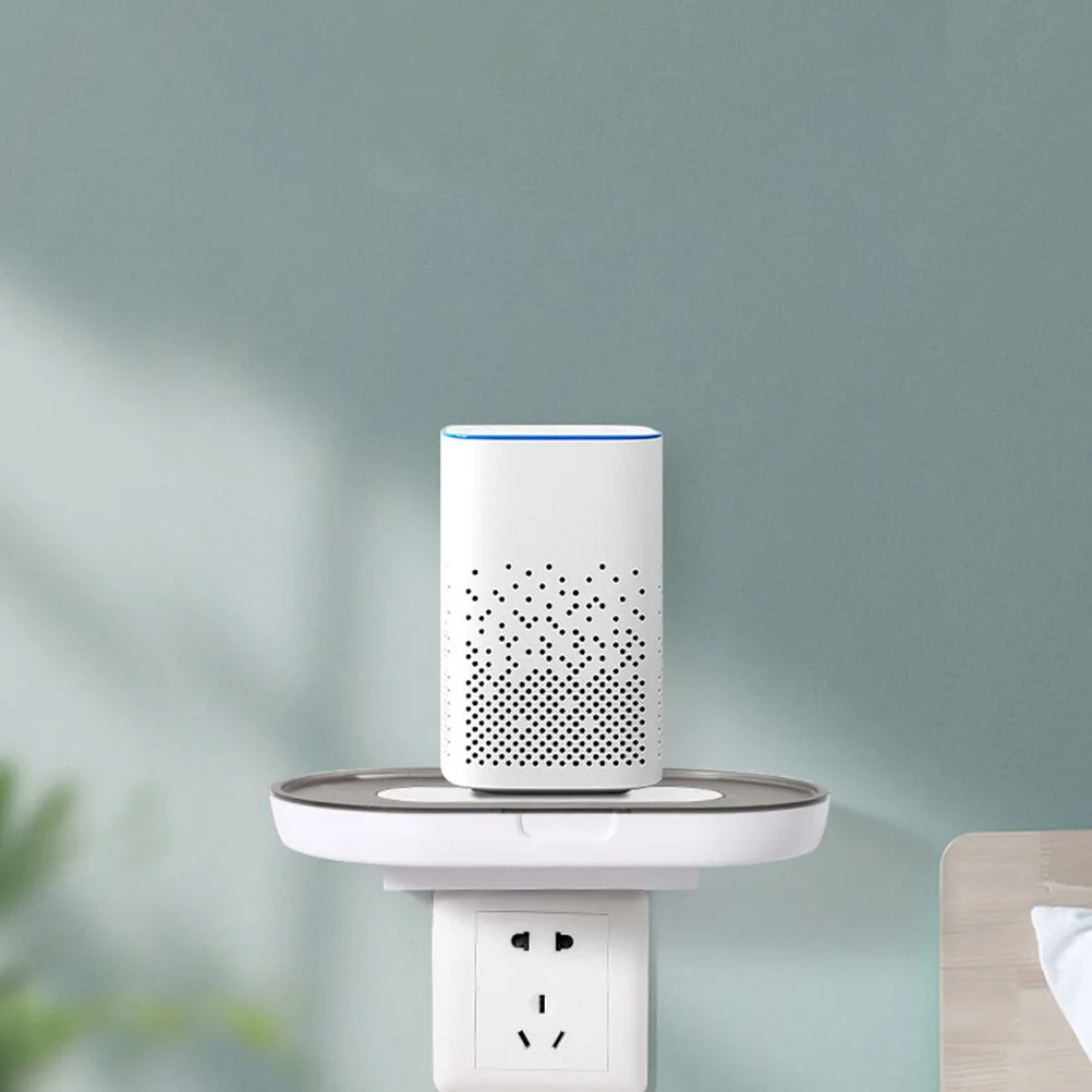 

Multifunctional Socket Storage Mount Outlet Shelf No Drill Abs Durable Space-Saving Simple Style Cable Organizer