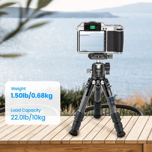 Imagen 2 del producto Trípode de cámara WEYLLAN de fibra de carbono 360 ° Trípode de mesa ligero con cabeza de bola, trípode de viaje GX2, soporte de yugo en V para cámara DSLR