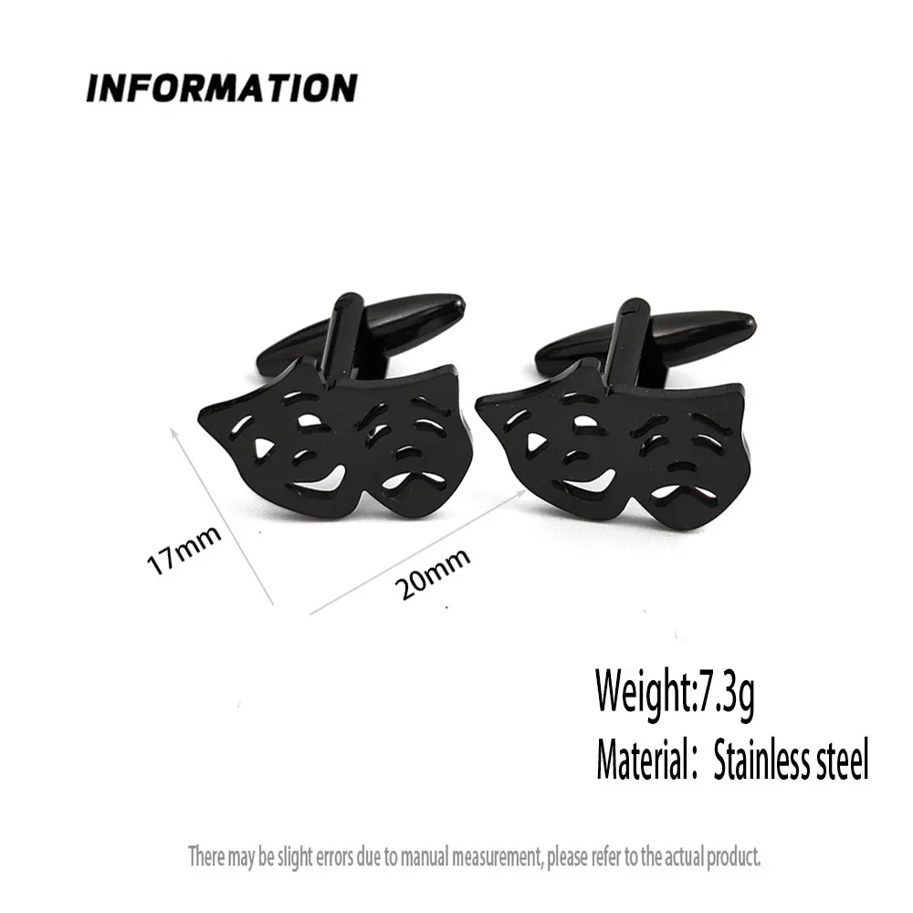 New Style Unique Design Asymmetrical Laughing Crying Mask cufflinks for Men Personality Gothic Hip Hop Jewelry accessories