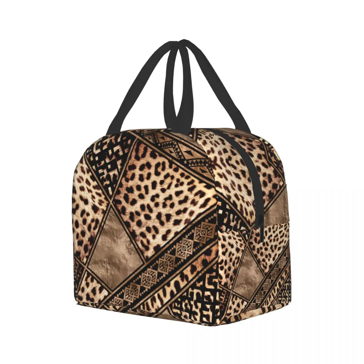 Ethnic Animal Ornaments Leopard Print Lunch Bags Women Thermal Cooler Insulated Lunch Boxes for Kids School Picnic Storage Bag