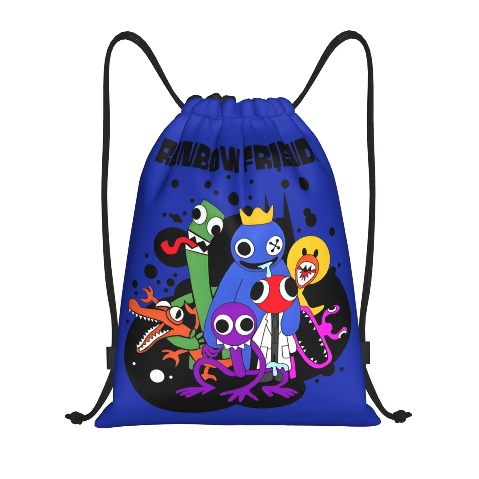 Custom Blue Face Rainbows Friend Drawstring Bag Women Men Lightweight Video Game Sports Gym Storage Backpack