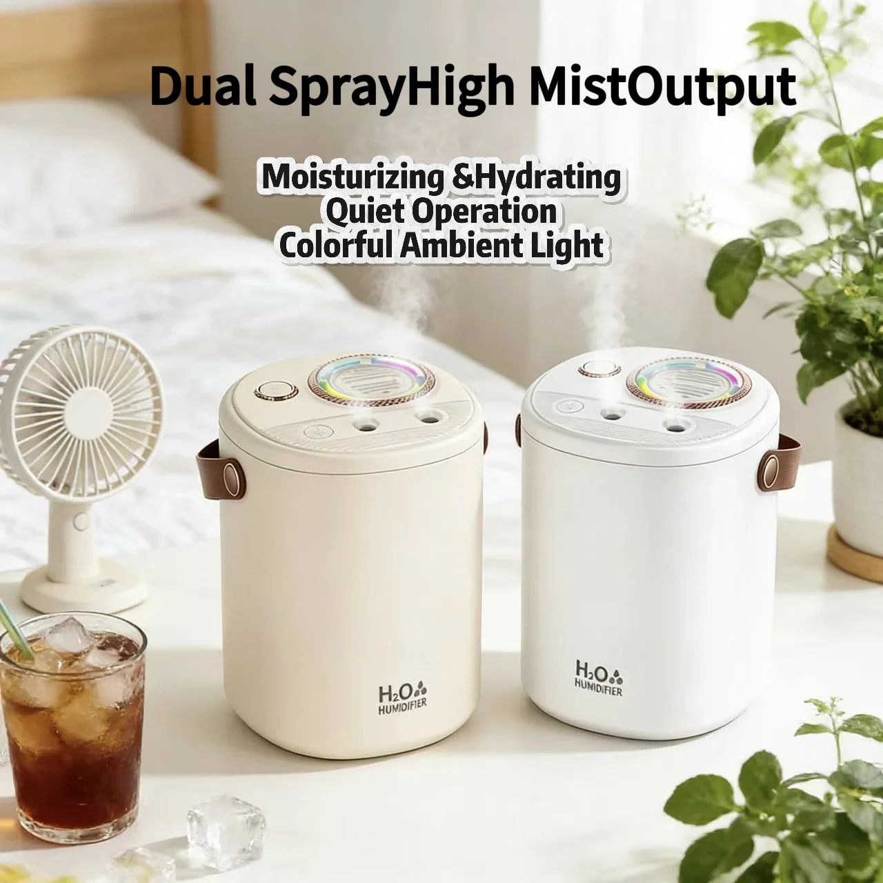 

Large Capacity Dual Spray Humidifier Smart Silent USB Humidifier Portable Air Moisturizer For Bedroom Living Room Office Desktop