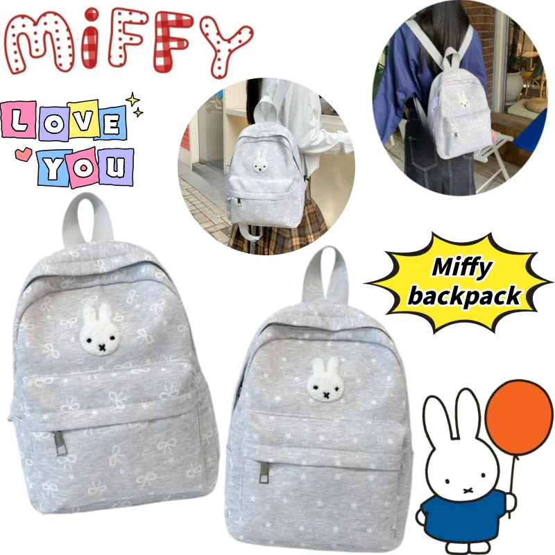 Miffy Backpack High-value Cute Rabbit Polo Dot Printed Large-capacity Portable Fresh and Sweet College Style All-match Schoolbag