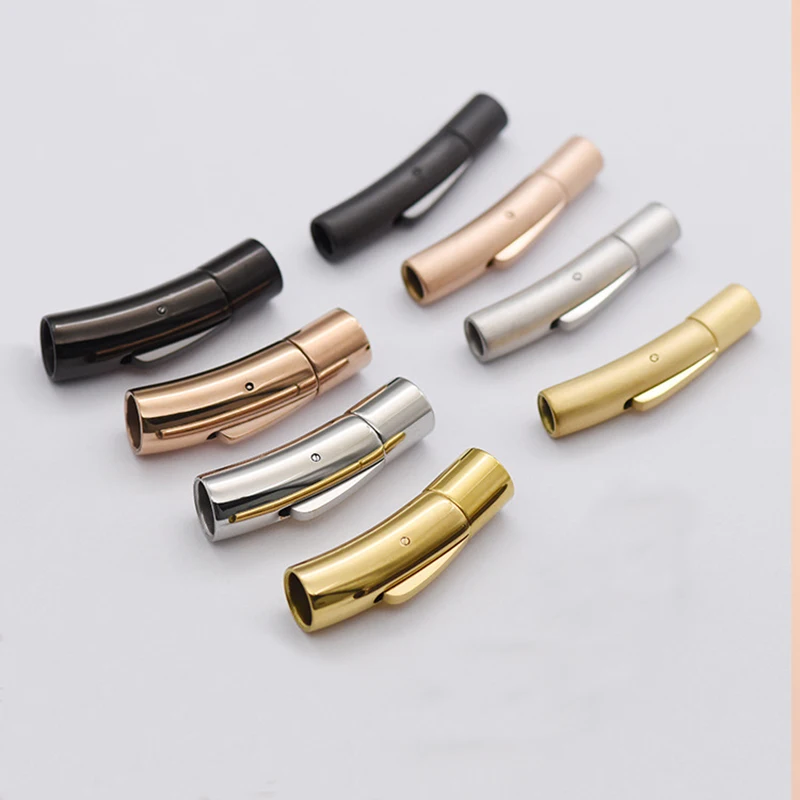 

10 шт. байонетные застежки из нержавеющей стали с отверстием 2-6 мм, пряжка PushLock, кожаные застежки для шнура для DIY браслета, фурнитура для изготовления ювелирных изделий