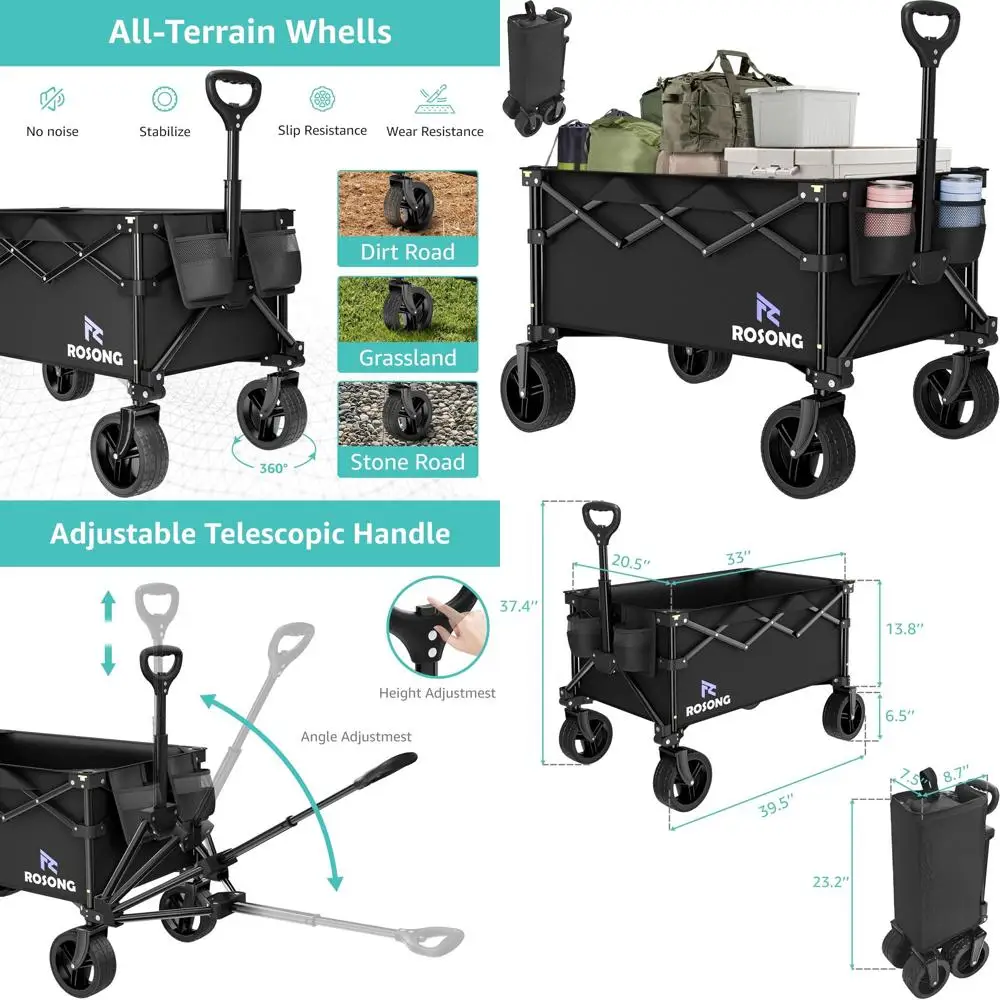 

Portable Heavy-Duty Collapsible Utility Wagon for Outdoor Activities and Shopping