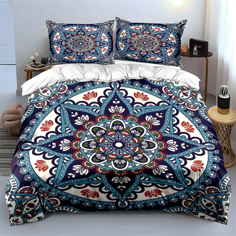 Mandala Print Tapestry Set Soft Skin-Friendly Bedding Set Includes 1 Duvet Cover And 2 Pillowcase, Gift