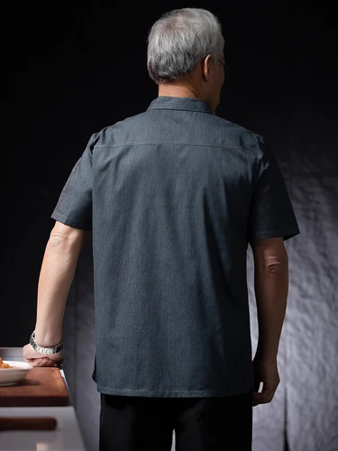 Imagen 2 del producto Uniforme de Chef de cocina Unisex, camisa de manga corta para restaurante, panadería, cantina de malla transpirable, Hotel