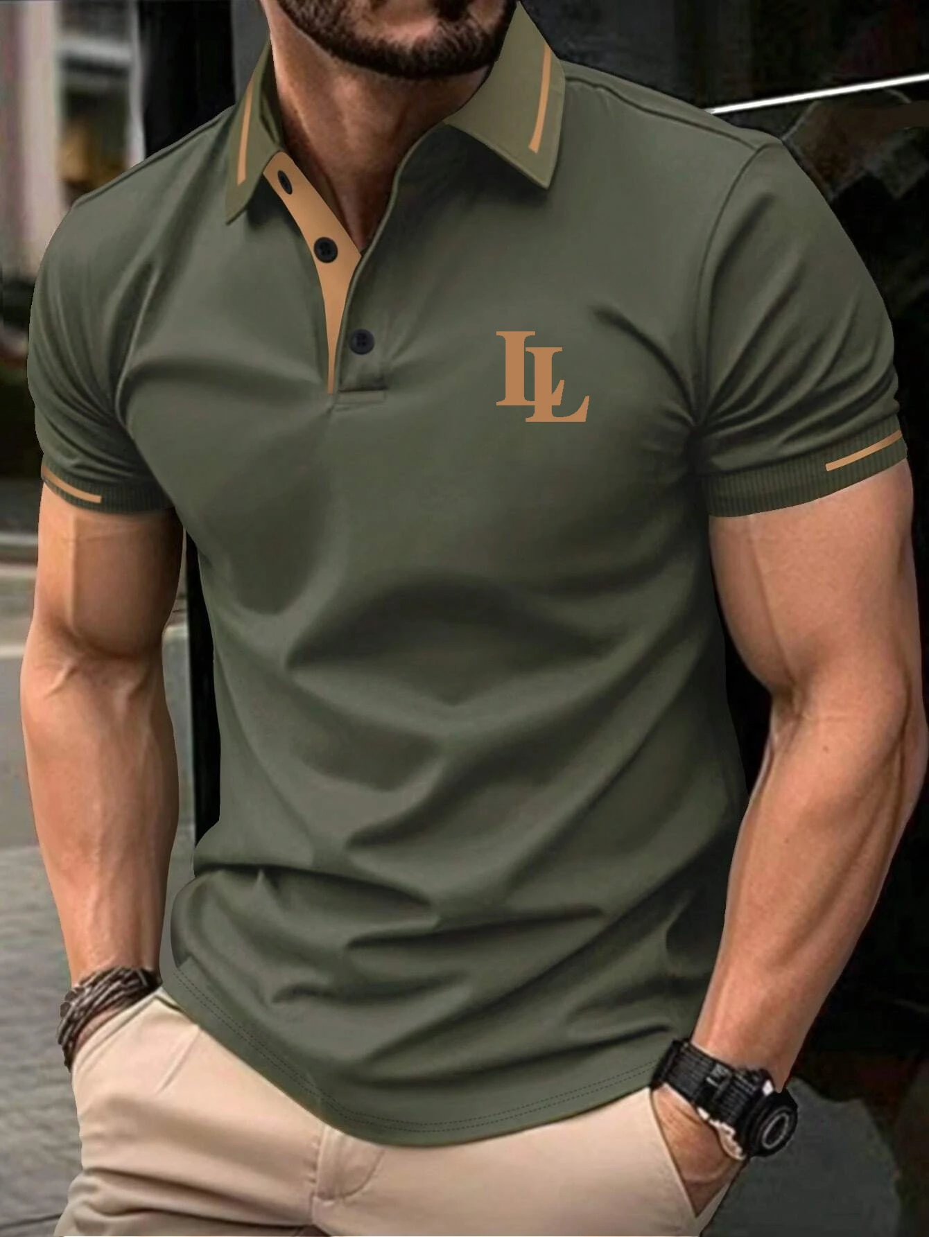 Nowa letnia koszulka polo męska z kołnierzykiem na guziki z krótkim rękawem Casual Sports Solid Color Stójka Trend T-Shirt dla mężczyzny