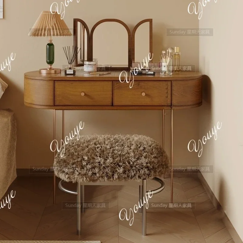 

J French Retro Dresser American Antique Makeup Table Simple Bedroom Table Furniture Designer Makeup Mirror, Stool
