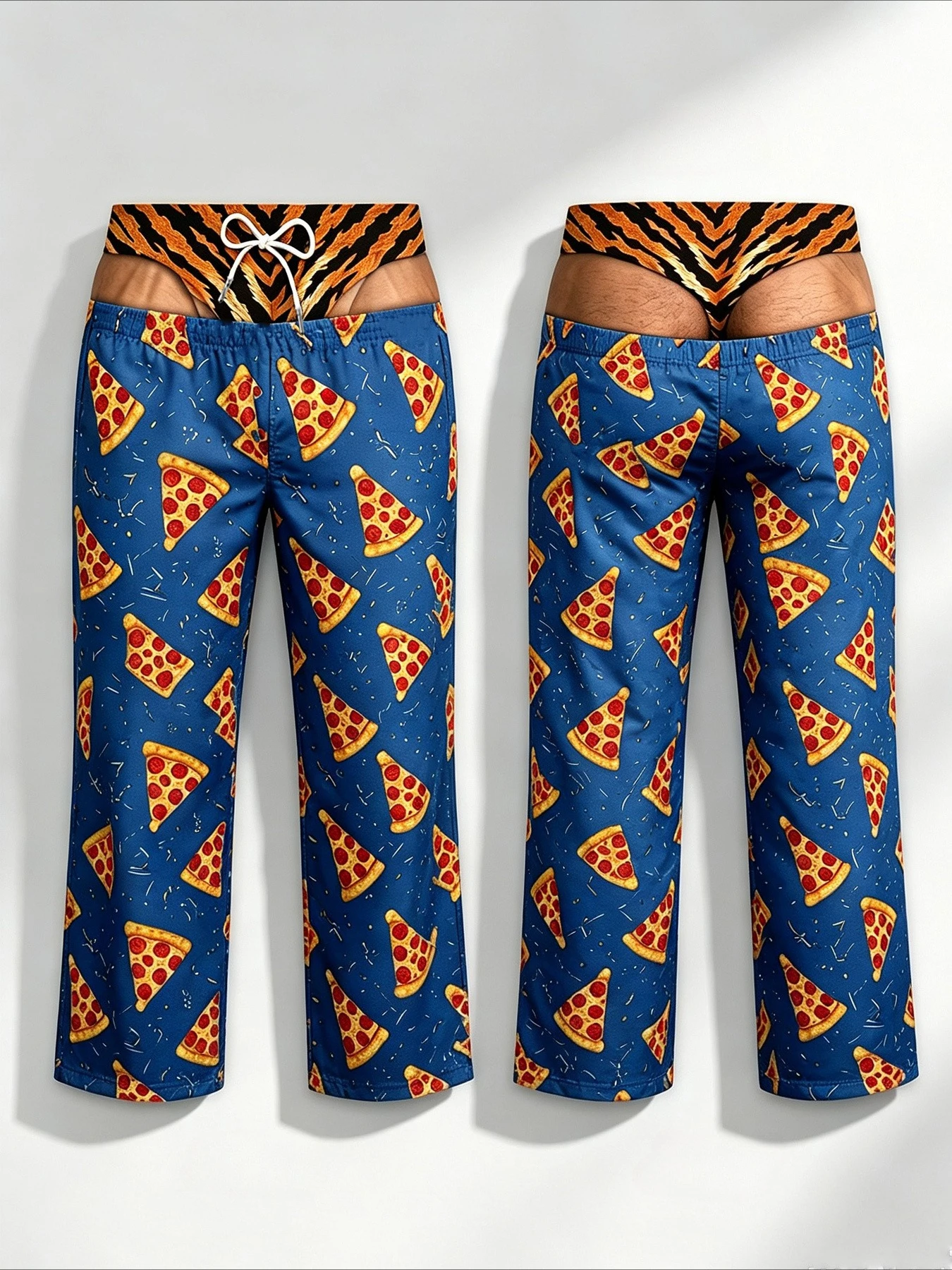 Fun Food Patterns Sports Pants Fake Waistbands Y2K Style Sexy Home Pants Sleepwear Parody Gift Party Costumes Novelty Gag Gift