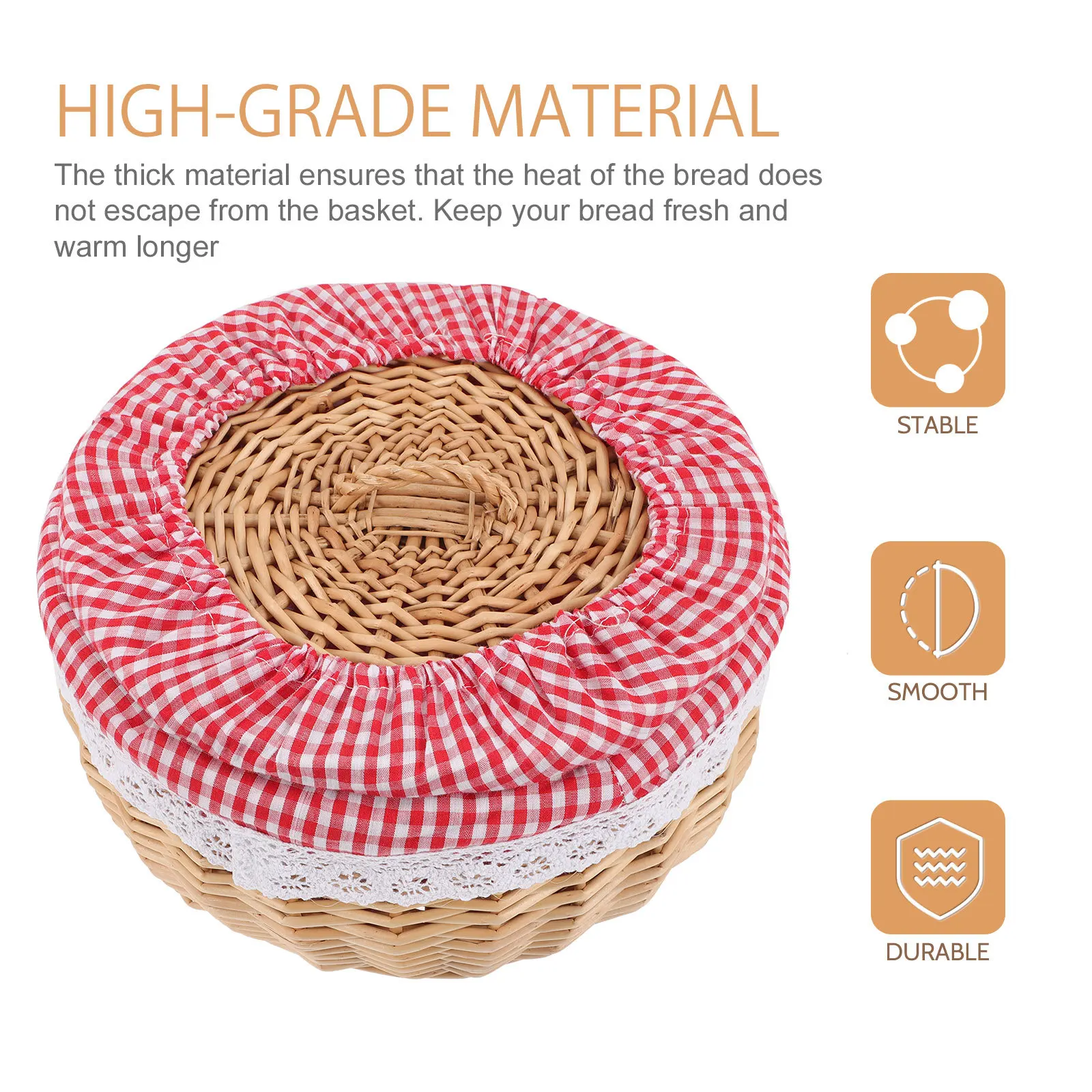 

Round Woven Bread Basket Premium Wicker Storage Basket for Bread Rolls Fruit Desktop Organizer Home Kitchen Use