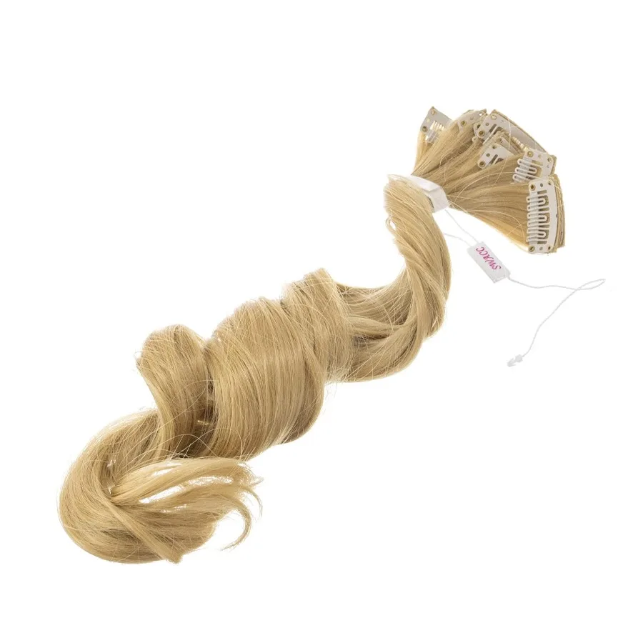 12 قطعة مجعد متموج لون واحد يسلط الضوء على وصلات شعر بمشبك للمناسبات الخاصة قطع الشعر الاصطناعية مع اللون البيج