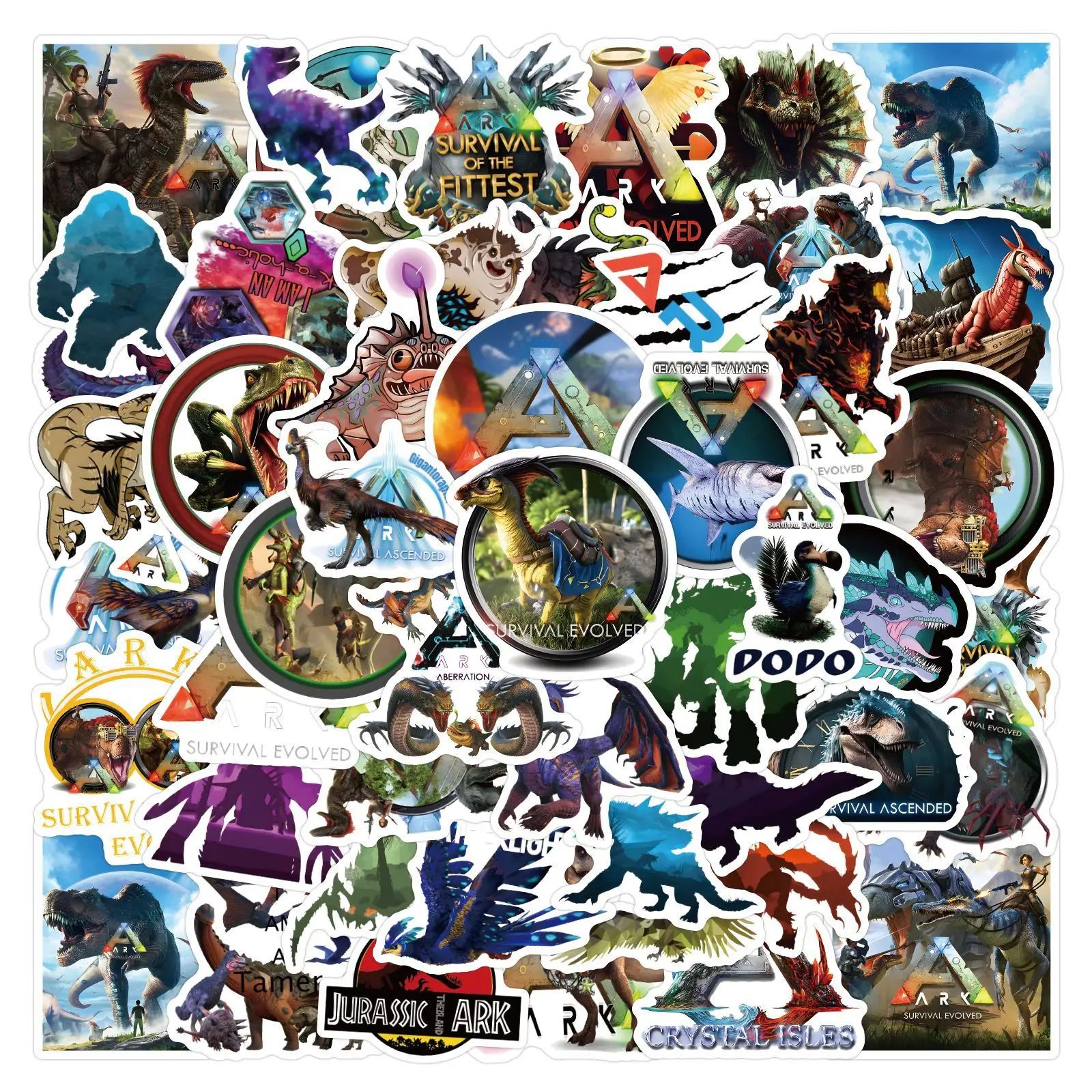 60 pièces : articles de papeterie décoratifs sur le thème de ARK: Survival Evolved, gobelets à eau, autocollants imperméables pour ordinateur.
